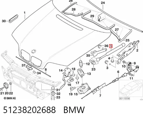 Amortiguador de capó 51238202688 BMW