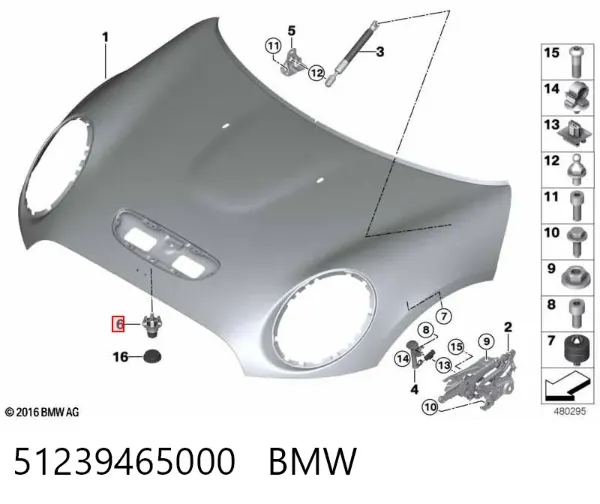 Tope del capó 51239465000 BMW
