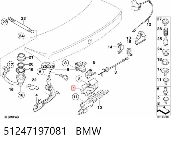 Cerradura de maletero 51247197081 BMW
