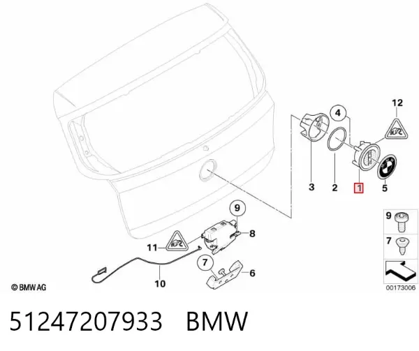 Tirador de puerta de maletero exterior 51247207933 BMW