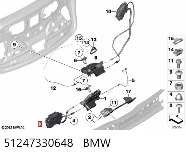 Cerradura de maletero 51247330648 BMW