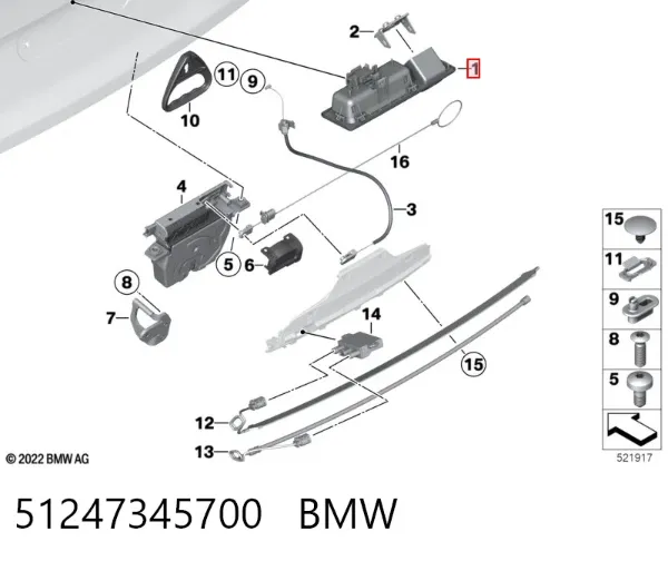 Tirador de puerta de maletero exterior 51247345700 BMW