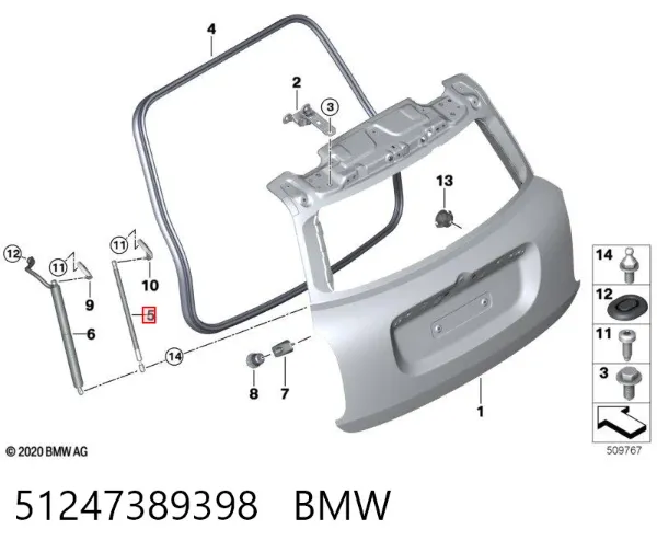 Amortiguador maletero 51247389398 BMW