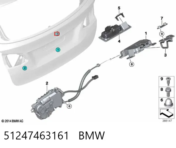 Tirador de puerta de maletero exterior 51247463161 BMW