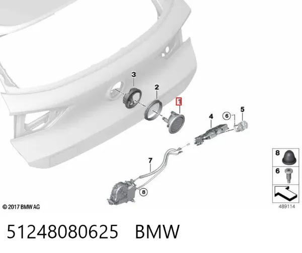 Botón de accionamiento del cierre de la tapa del maletero (puerta trasera 3/5) 51248080625 BMW