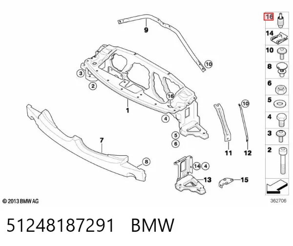 Tope de la tapa del maletero 51248187291 BMW