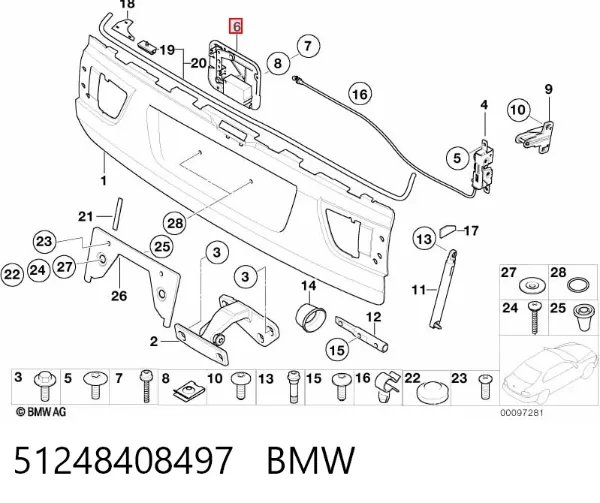 Motor de apertura/cierre del cierre del maletero (puerta trasera 3/5) 51248408497 BMW