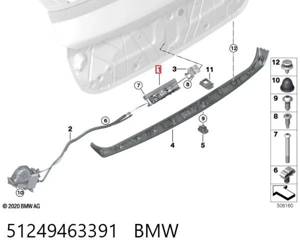 Cerradura de maletero 51249463391 BMW