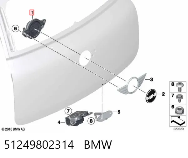 Tirador de puerta de maletero exterior 51249802314 BMW