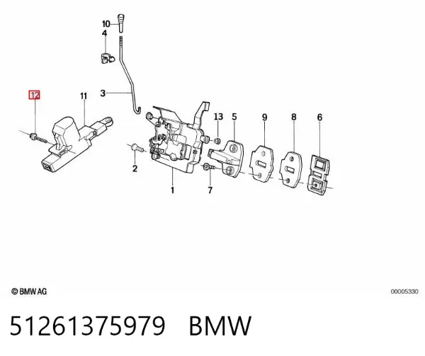Perno de fijación del brazo inferior delantero 51261375979 BMW
