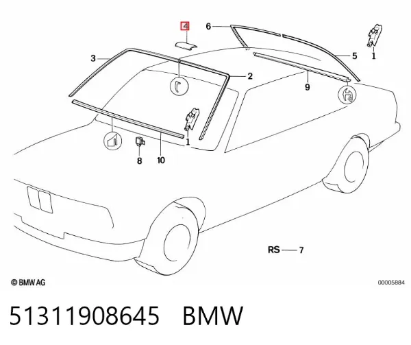 Clip de moldura de parabrisas 51311908645 BMW