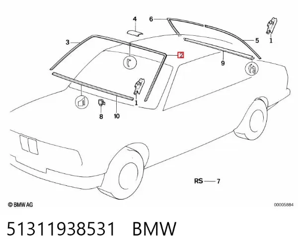 Moldura izquierda del parabrisas 51311938531 BMW