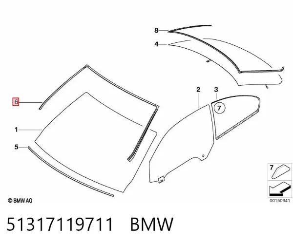 Moldura superior del parabrisas 51317119711 BMW