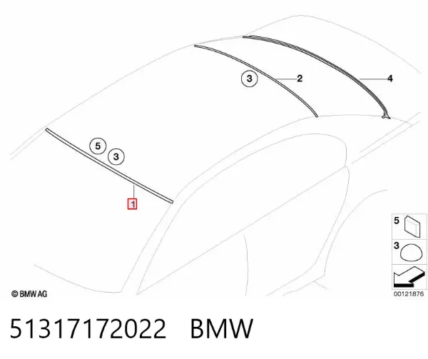 Moldura superior del parabrisas 51317172022 BMW