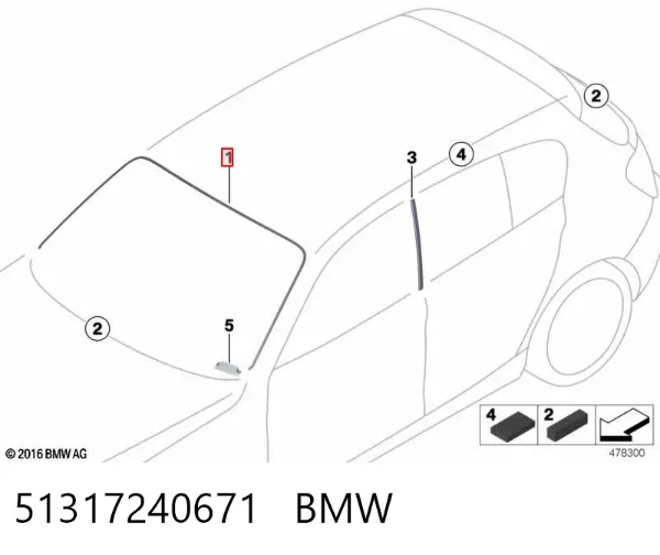 Moldura de parabrisas 51317240671 BMW