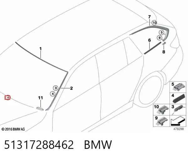 Tope del capó 51317288462 BMW