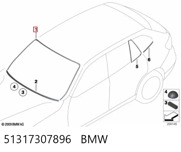 Moldura de parabrisas 51317307896 BMW