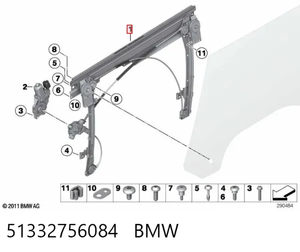 Mecanismo de elevalunas delantero derecha 51332756084 BMW