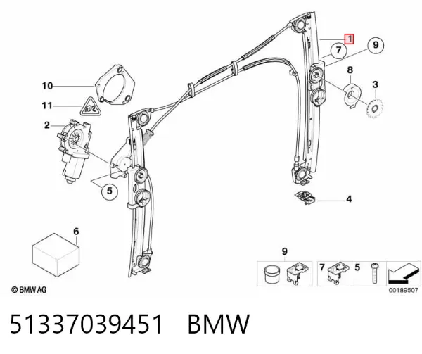 Mecanismo de elevalunas delantero izquierdo 51337039451 BMW