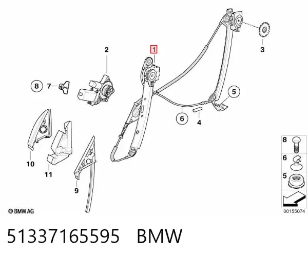 Mecanismo de elevalunas delantero izquierdo 51337165595 BMW
