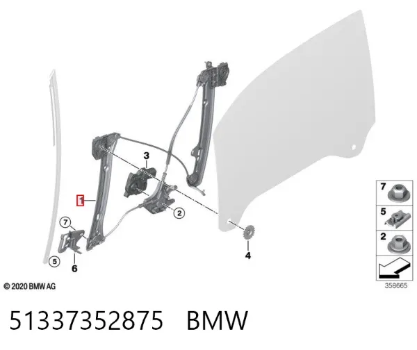 Mecanismo de elevalunas delantero izquierdo 51337352875 BMW
