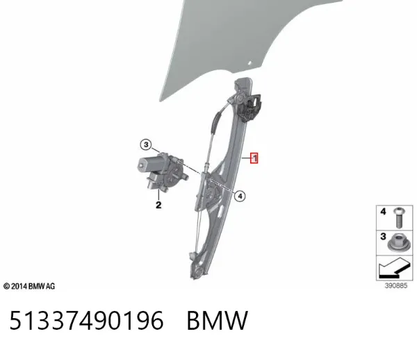 Mecanismo de elevalunas delantero derecha BMW 2 Gran Tourer