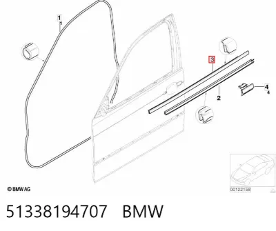 Moldura de cristal de la puerta delantera izquierda BMW 51338194707