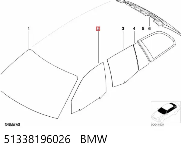 Cristal de puerta delantera derecha 51338196026 BMW