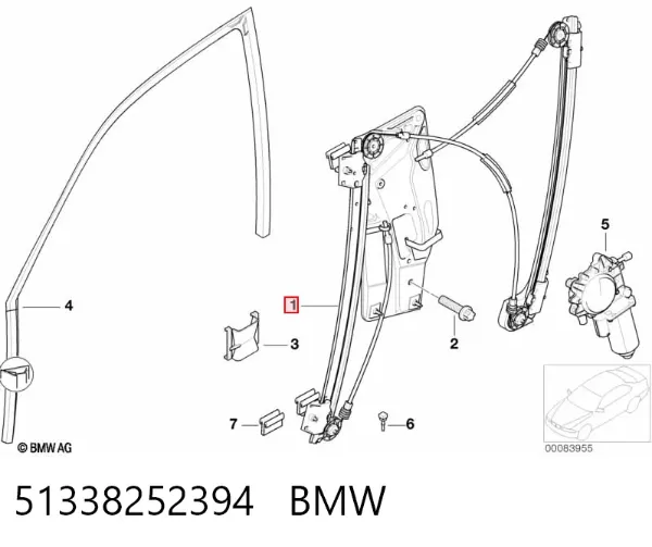Mecanismo de elevalunas delantero derecha 51338252394 BMW