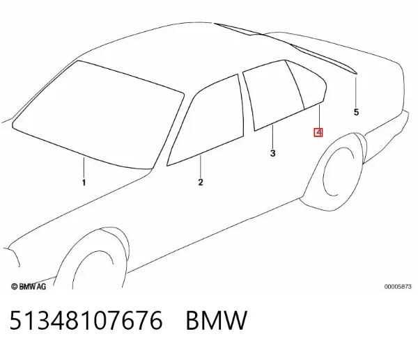 Cristal de la ventanilla fija de la puerta trasera derecha 51348107676 BMW