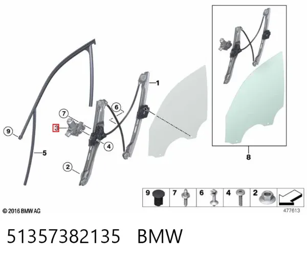 Mecanismo de elevalunas delantero izquierdo 51357382135 BMW