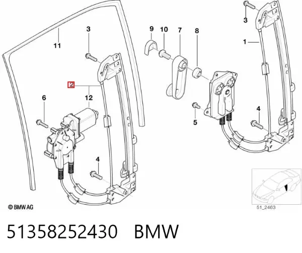 Mecanismo de elevalunas de la puerta trasera derecha 51358252430 BMW