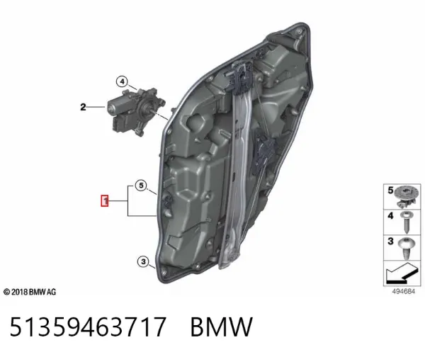 Mecanismo de elevalunas de la puerta trasera izquierda 51359463717 BMW