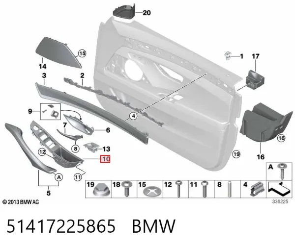 Manija exterior de puerta delantera 51417225865 BMW