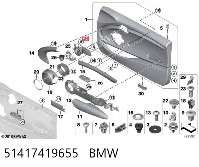 Manija interior de puerta delantera izquierda BMW 51417419655