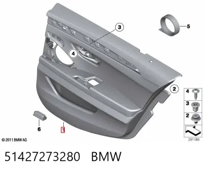 Guarnecido interior de puerta trasera derecha BMW 51427273280