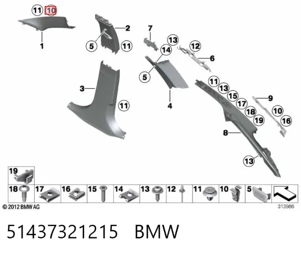 Abrazadera de tubo de escape trasera 51437321215 BMW