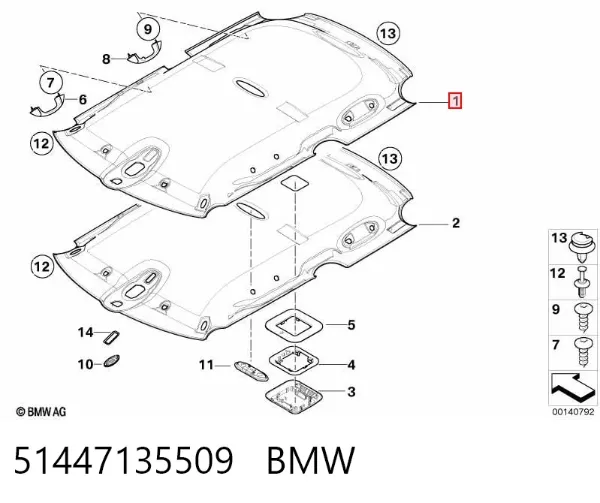 Techo interior 51447135509 BMW
