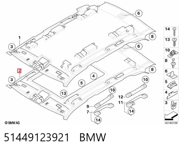 Techo interior 51449123921 BMW
