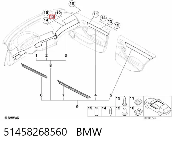 Tuerca remachable para tornillo autorroscante 51458268560 BMW
