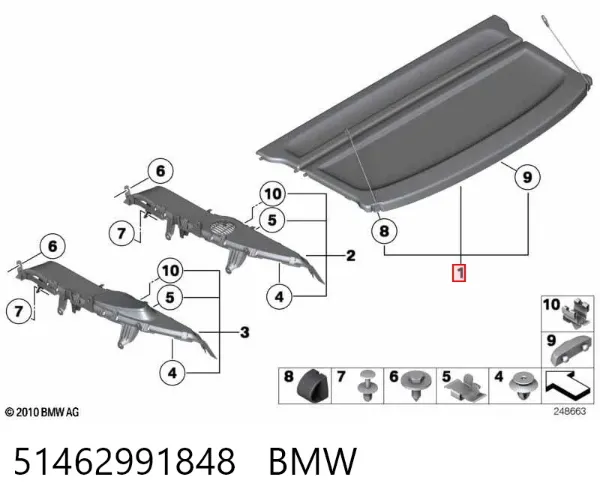Bandeja trasera 51462991848 BMW