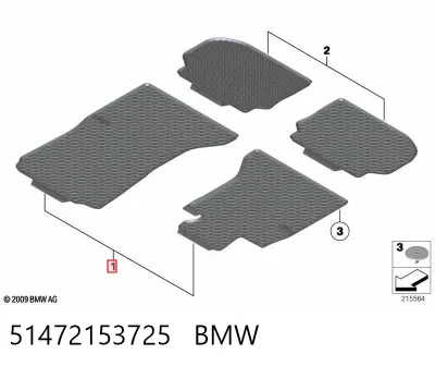 Juego de alfombrillas delanteras, 2 piezas BMW 51472153725
