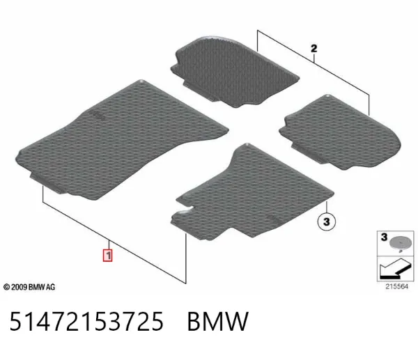 Juego de alfombrillas delanteras, 2 piezas 51472153725 BMW
