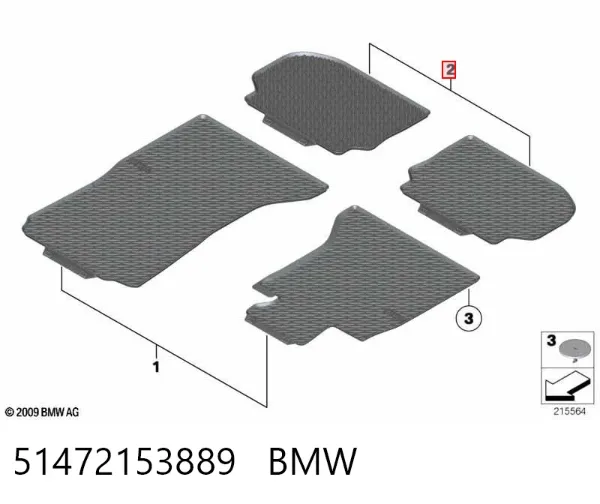 Juego de alfombrillas traseras, 2 piezas 51472153889 BMW