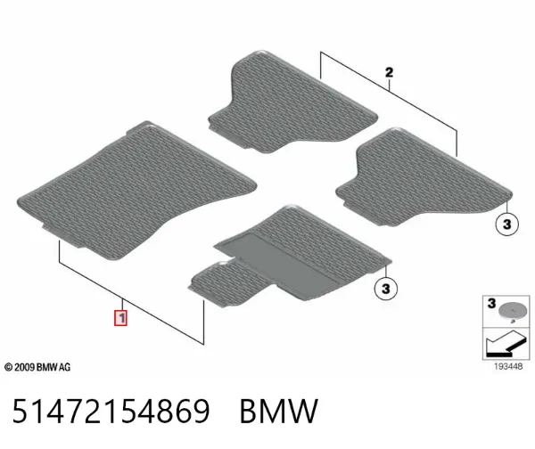 Juego de alfombrillas delanteras, 2 piezas 51472154869 BMW