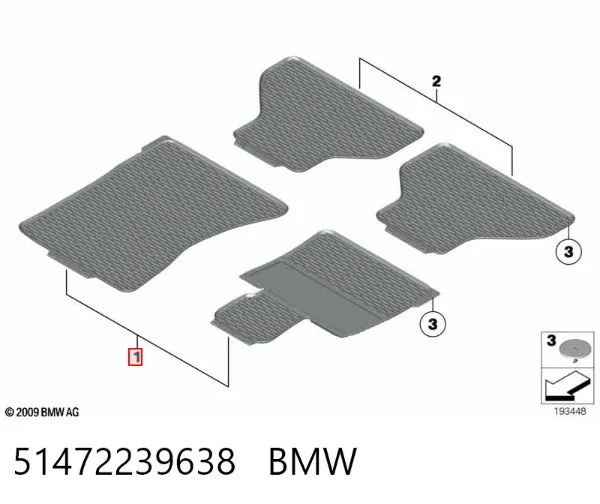 Juego de alfombrillas delanteras, 2 piezas 51472239638 BMW