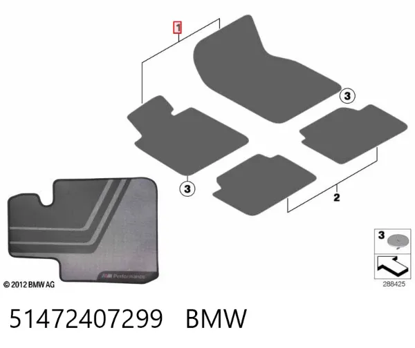 Juego de alfombrillas delanteras, 2 piezas 51472407299 BMW