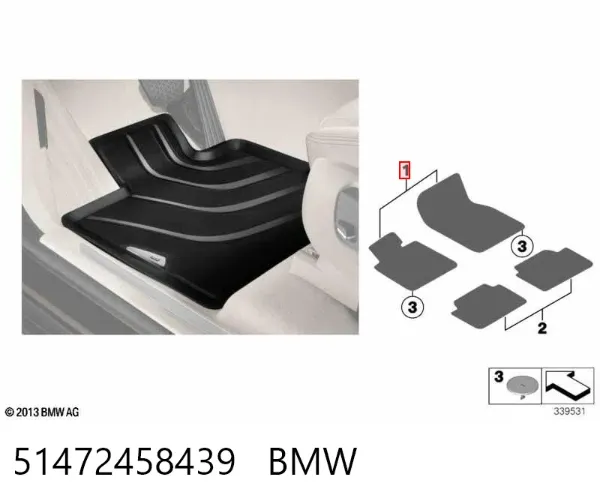 Juego de alfombrillas delanteras, 2 piezas 51472458439 BMW