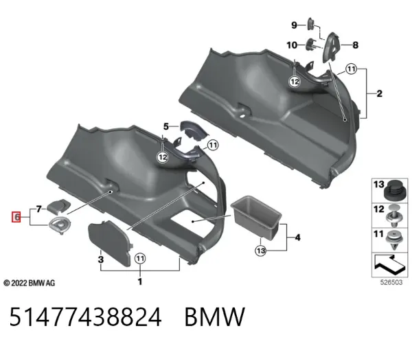 Gancho para bolsa del maletero 51477438824 BMW