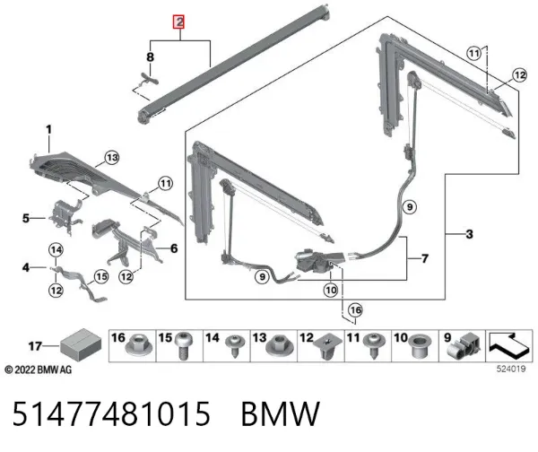 Cortina del compartimento de equipaje 51477481015 BMW